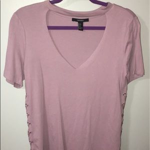 Soft cut out T-shirt with lace up detail